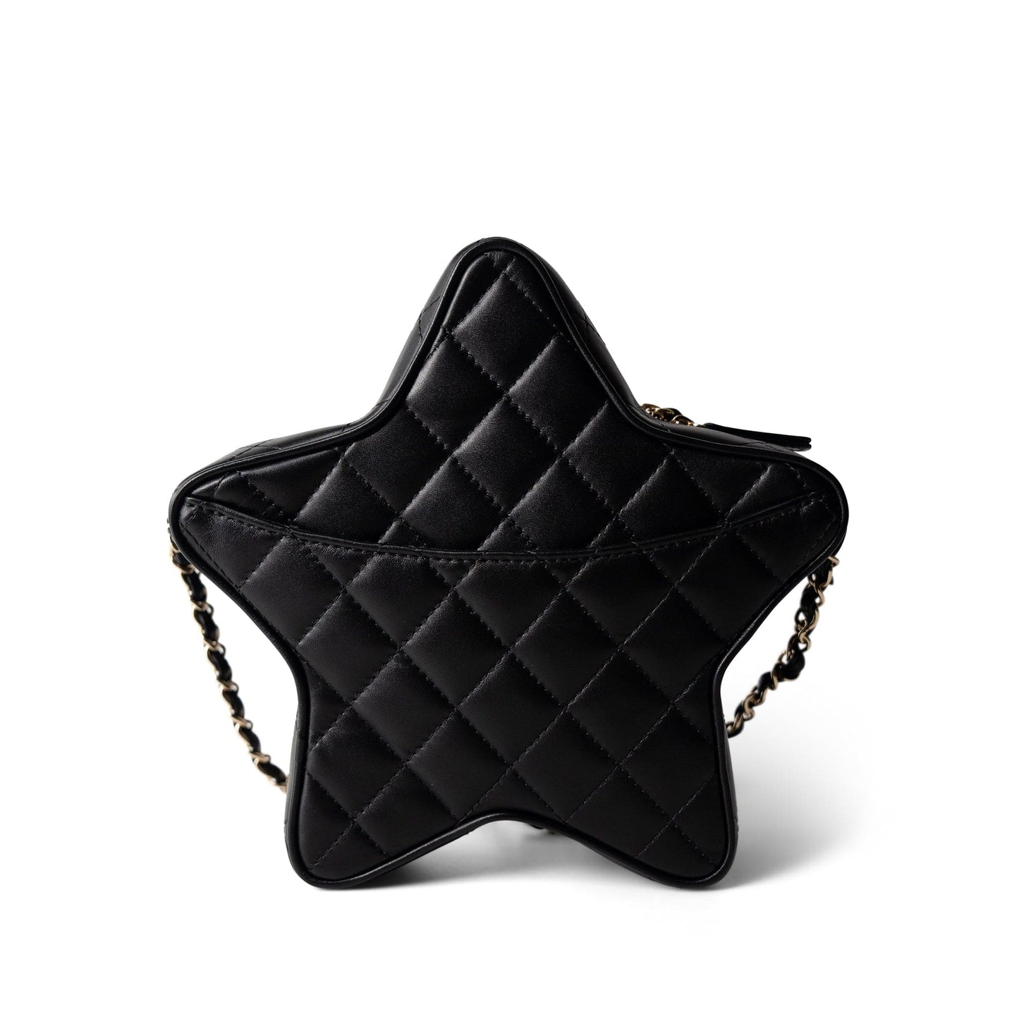24C Black Lambskin Quilted Star Bag Light Gold Hardware