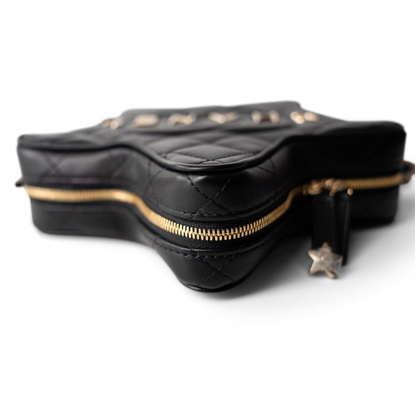 24C Black Lambskin Quilted Star Bag Light Gold Hardware