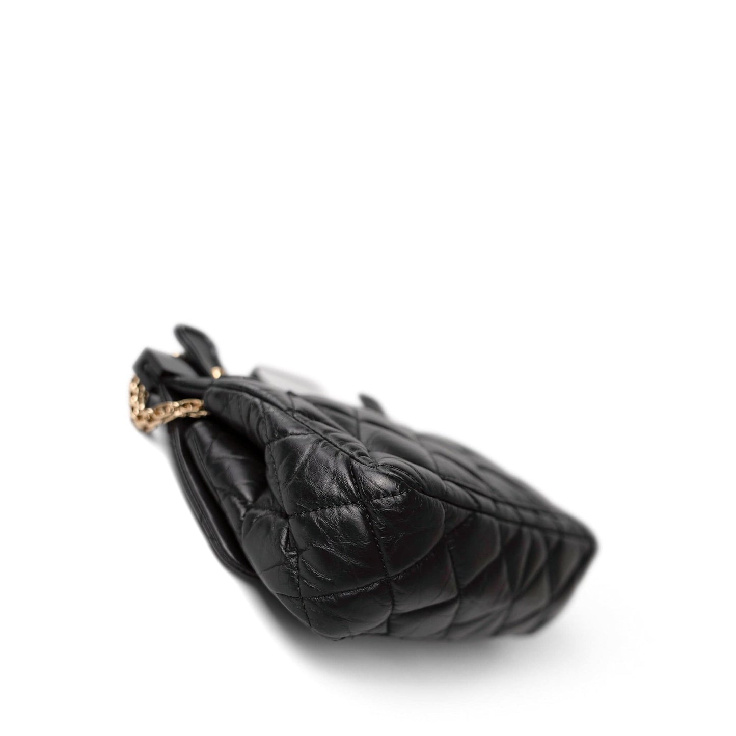 Black Aged Calfskin Quilted 2.55 Mini Reissue Hanger Flap Bag