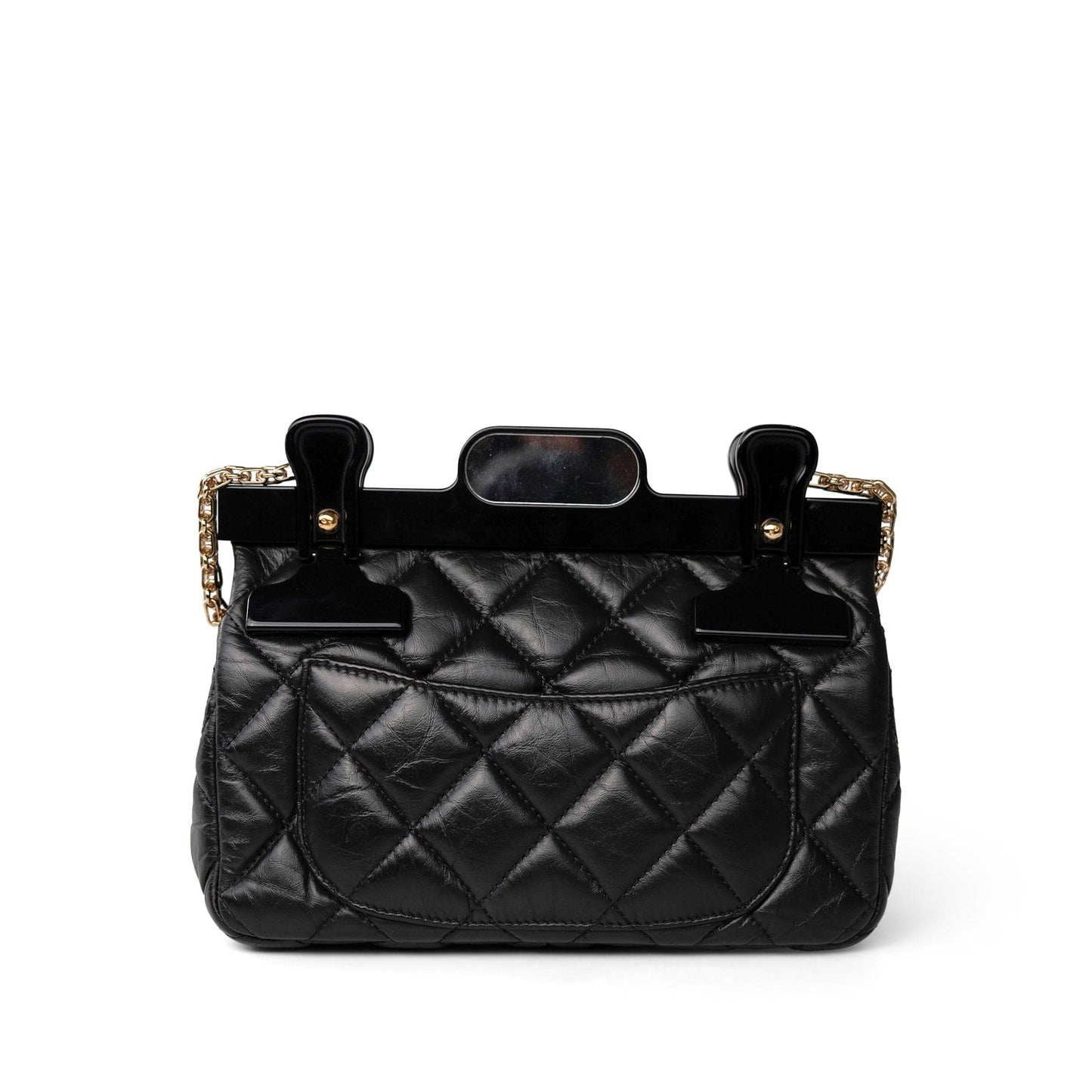 Black Aged Calfskin Quilted 2.55 Mini Reissue Hanger Flap Bag