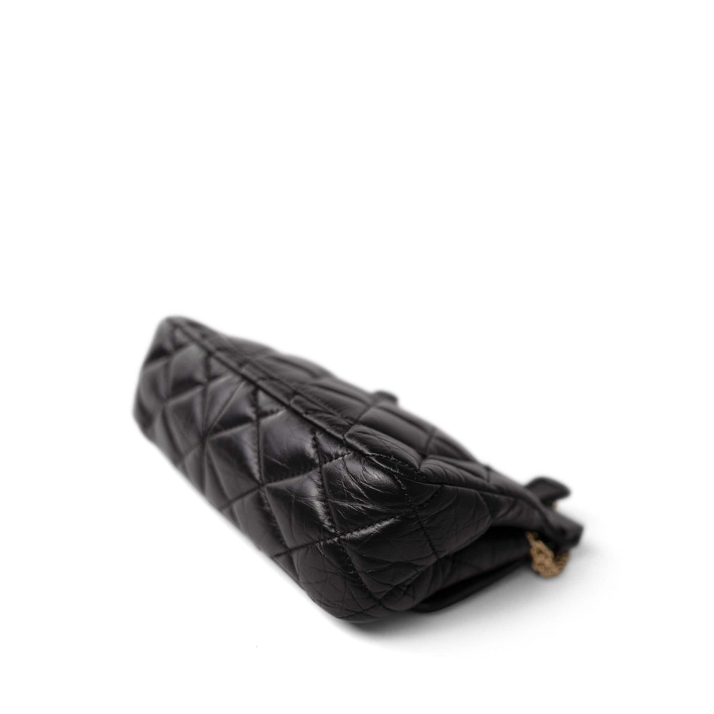 Black Aged Calfskin Quilted 2.55 Mini Reissue Hanger Flap Bag