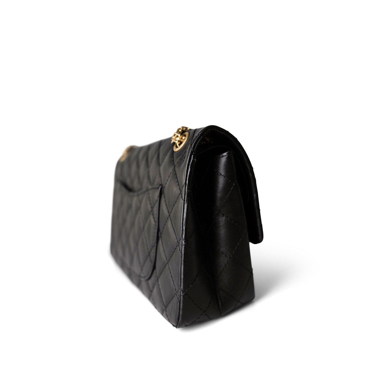 Black Aged Calfskin Quilted 2.55 Reissue 226 Medium Antique Gold Hardware