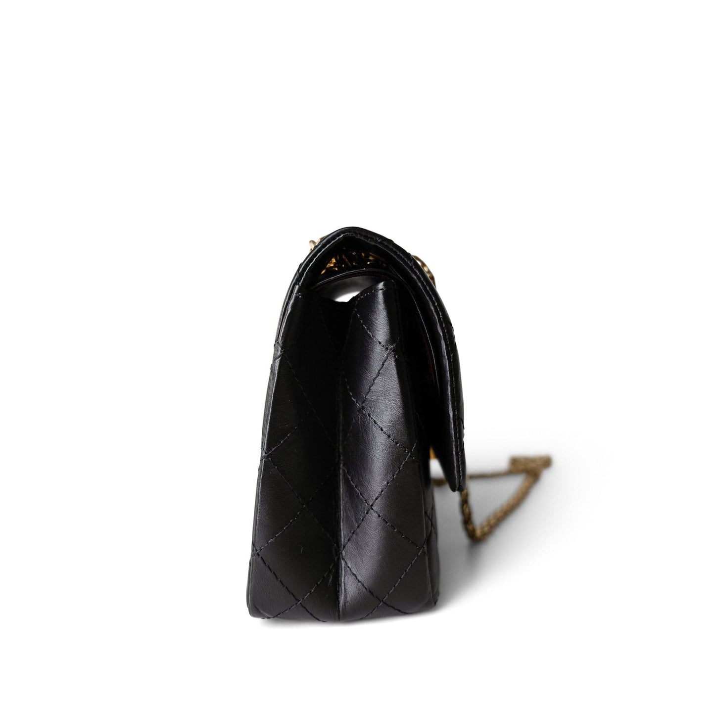 Black Aged Calfskin Quilted 2.55 Reissue 226 Medium Antique Gold Hardware