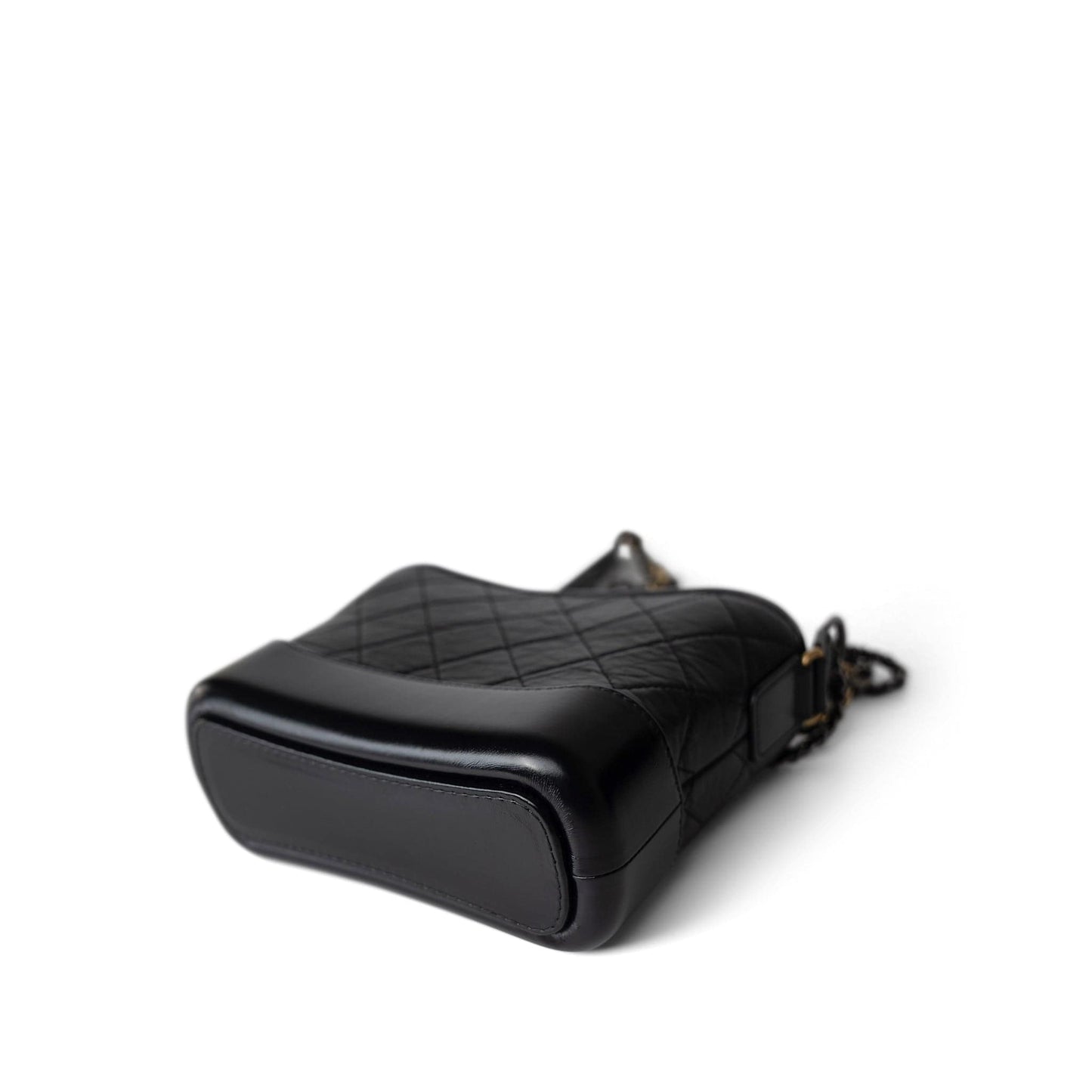 Black Aged Calfskin Quilted Gabrielle Hobo Bag Small Mixed Hardware