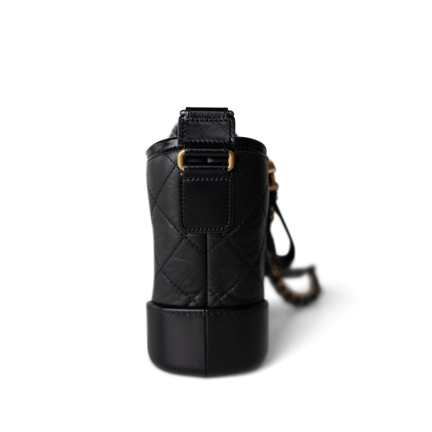 Black Aged Calfskin Quilted Gabrielle Hobo Bag Small Mixed Hardware