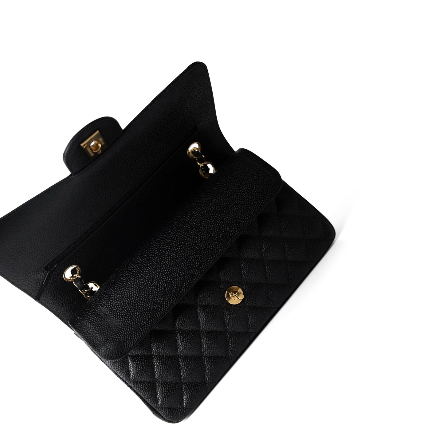 Black Caviar Quilted Classic Flap Medium Gold Hardware