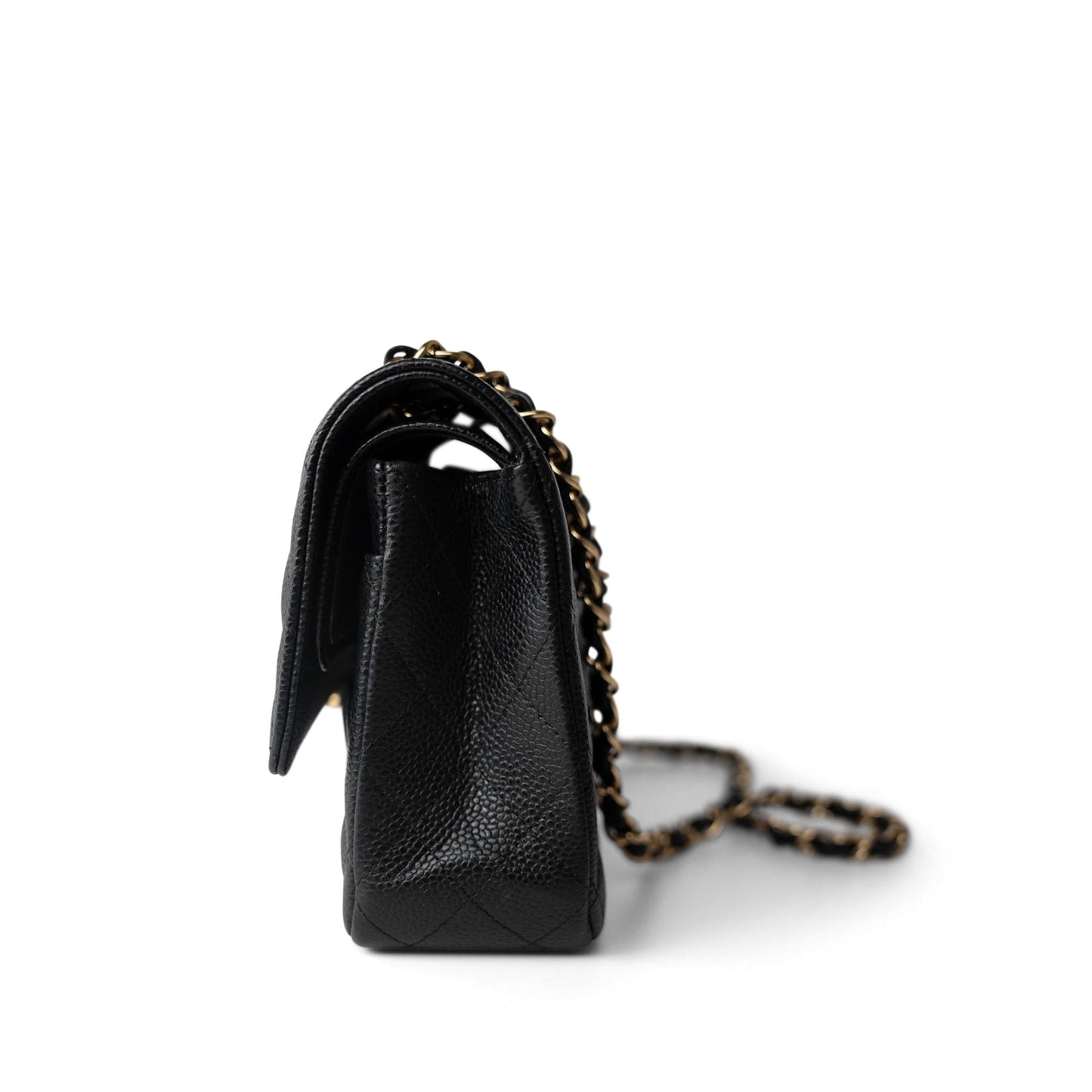 Black Caviar Quilted Classic Flap Medium Gold Hardware