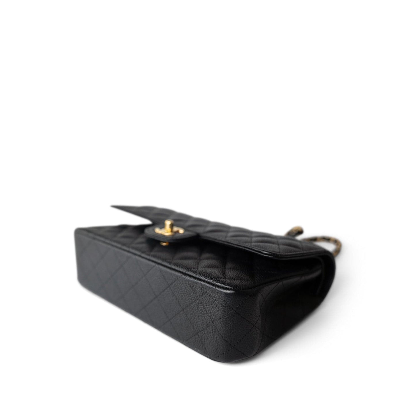 Black Caviar Quilted Classic Flap Medium Gold Hardware
