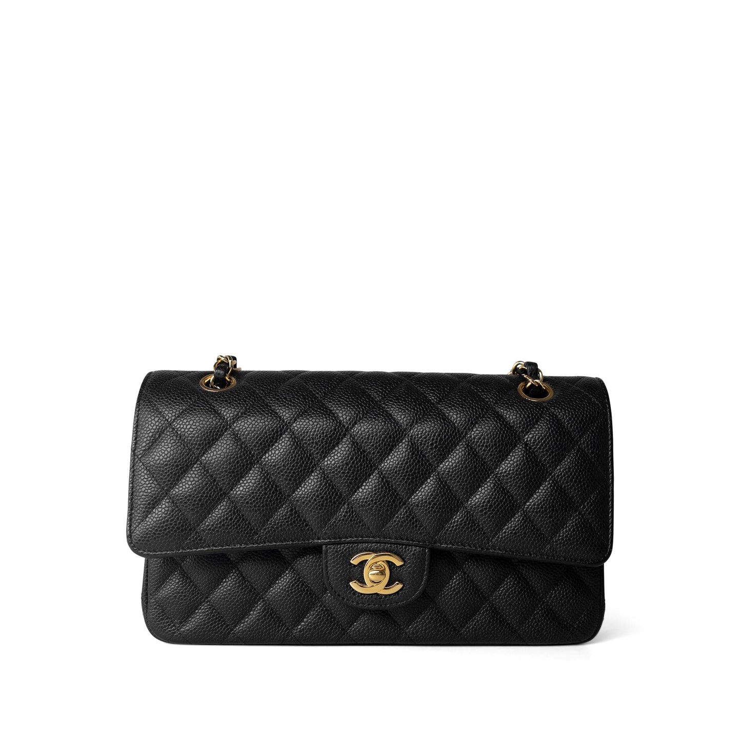Black Caviar Quilted Classic Flap Medium Gold Hardware