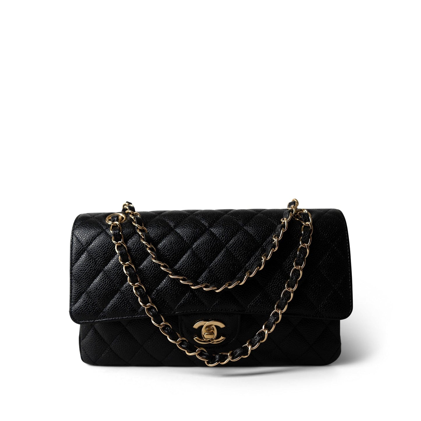 Black Caviar Quilted Classic Flap Medium Gold Hardware
