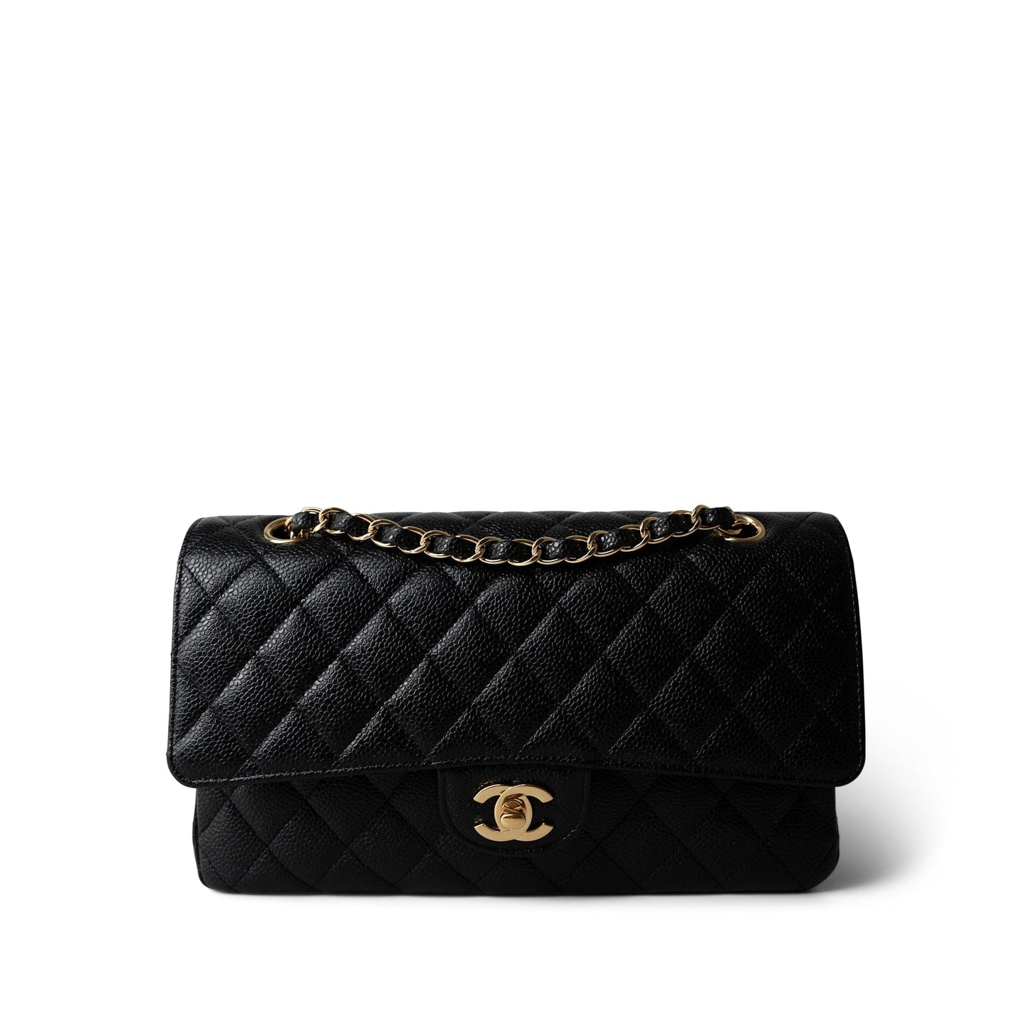 Black Caviar Quilted Classic Flap Medium Gold Hardware
