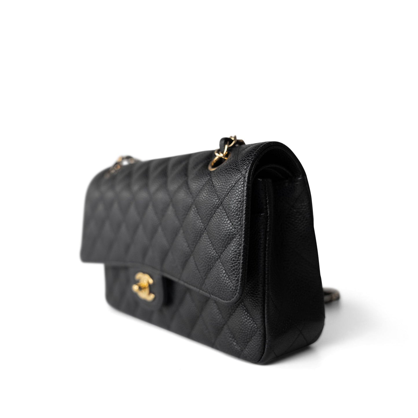 Black Caviar Quilted Classic Flap Medium Gold Hardware