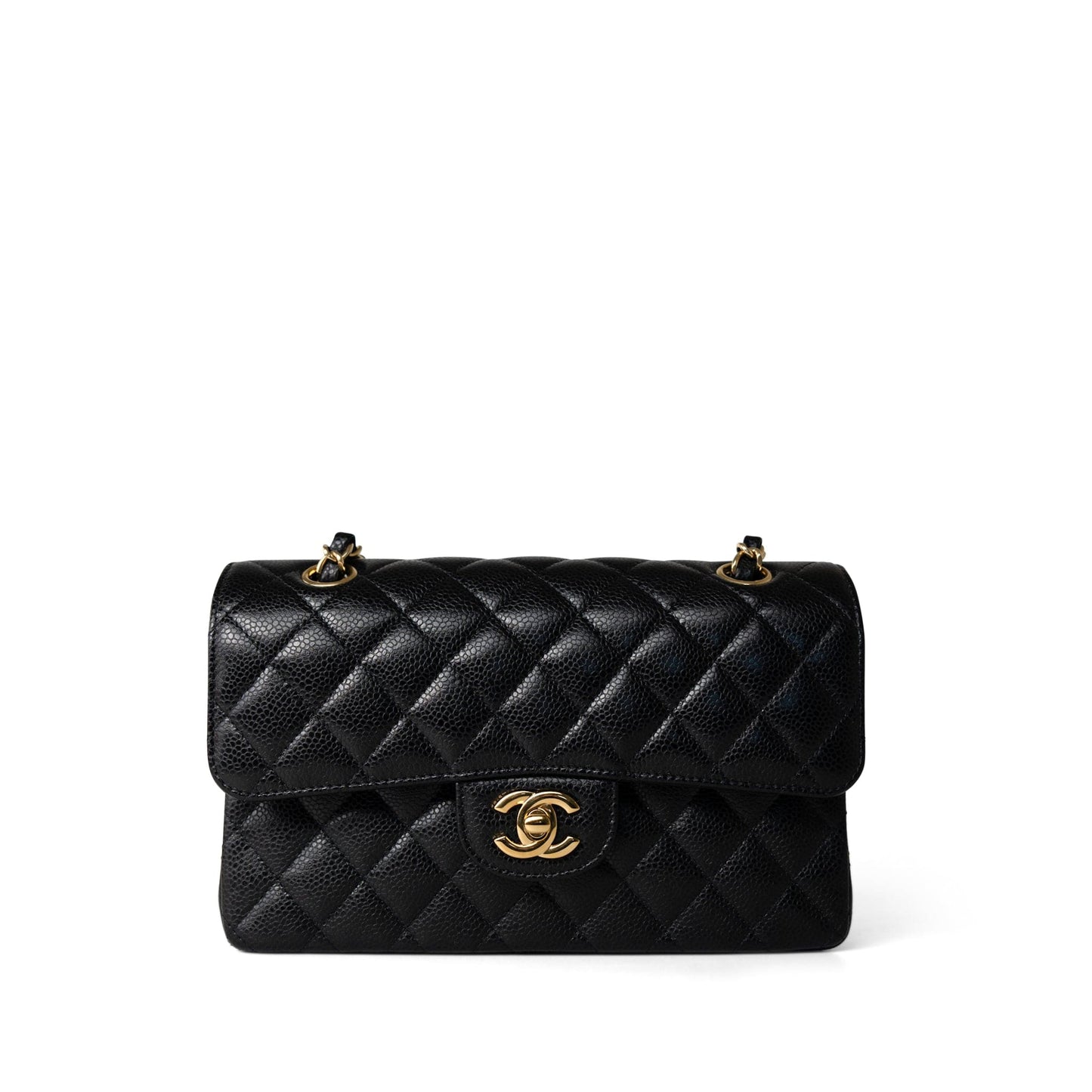 Black Caviar Quilted Classic Flap Small Gold Hardware