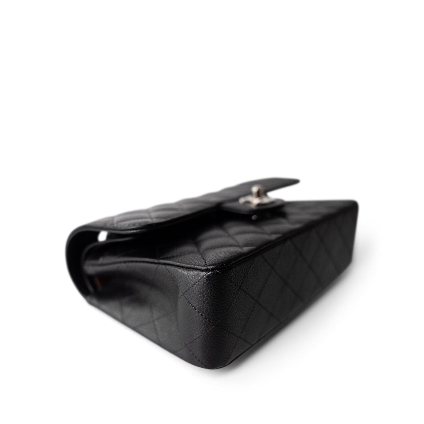 Black Caviar Quilted Classic Flap Small Silver Hardware