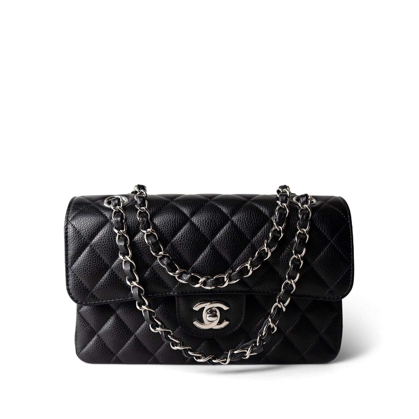 Black Caviar Quilted Classic Flap Small Silver Hardware