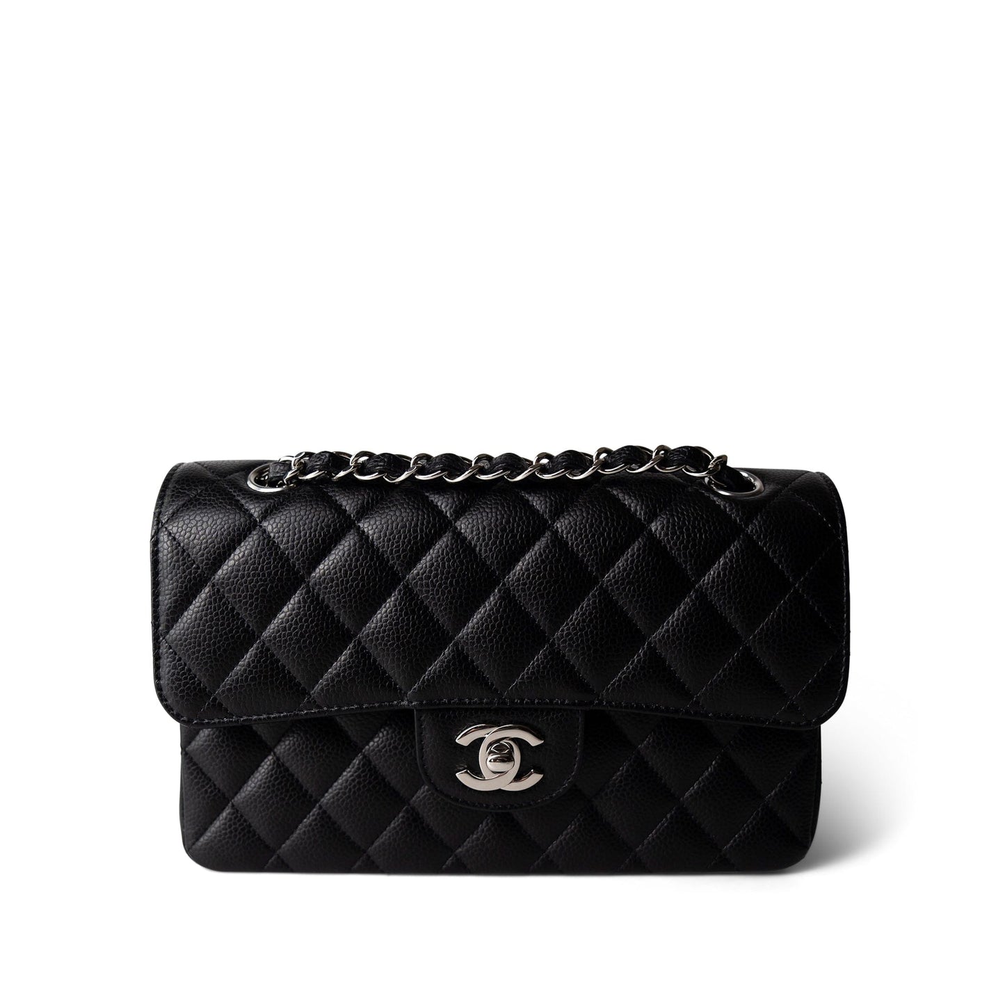 Black Caviar Quilted Classic Flap Small Silver Hardware