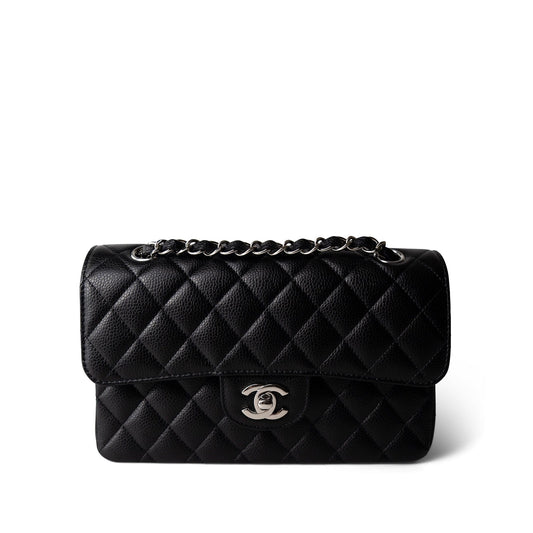 Black Caviar Quilted Classic Flap Small Silver Hardware