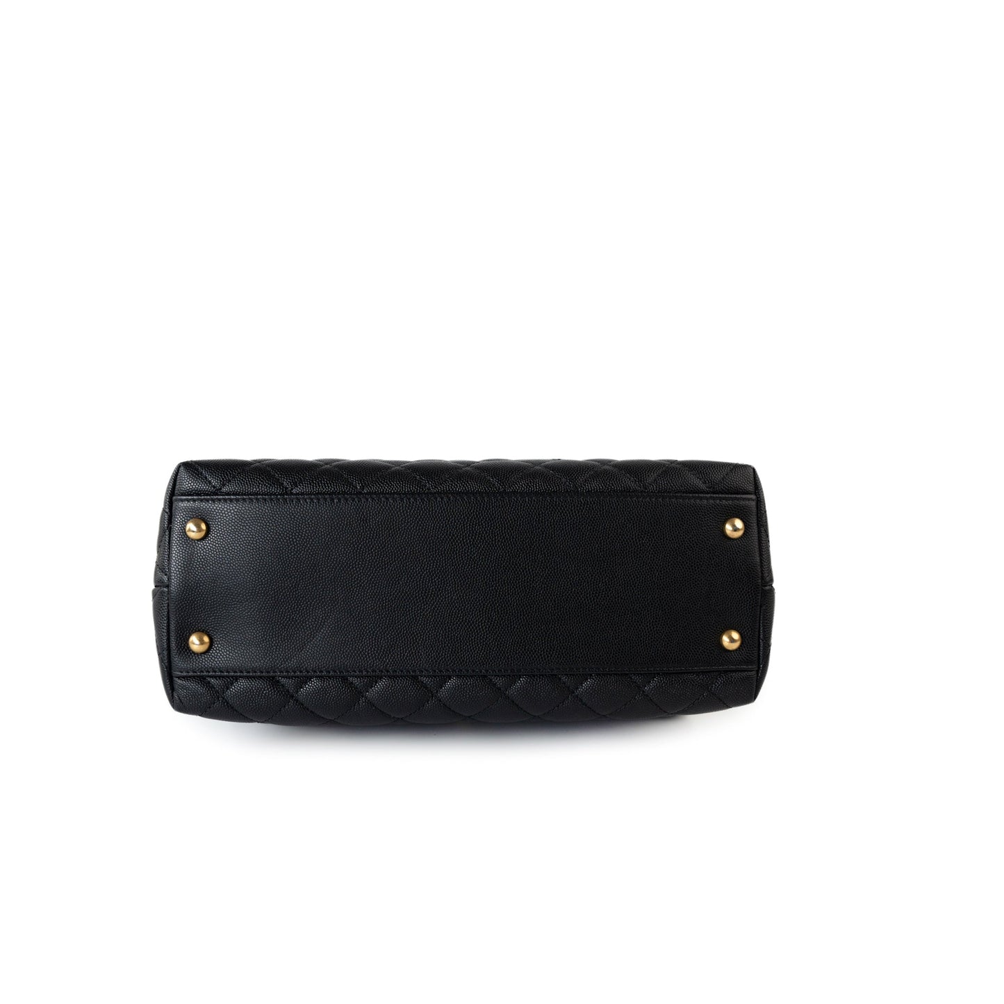 Black Caviar Quilted Coco Handle Medium Antique Gold Hardware