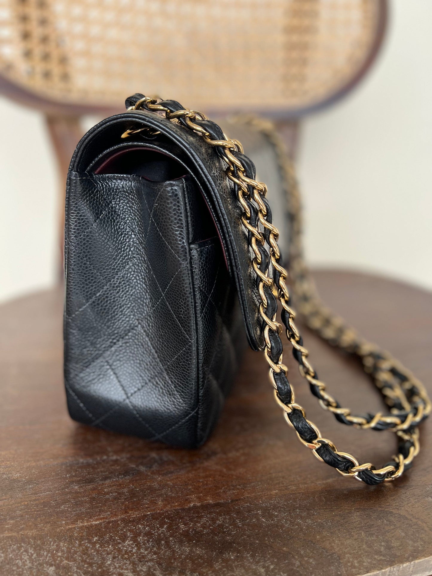 Black Caviar Quilted Jumbo Classic Flap Gold Hardware