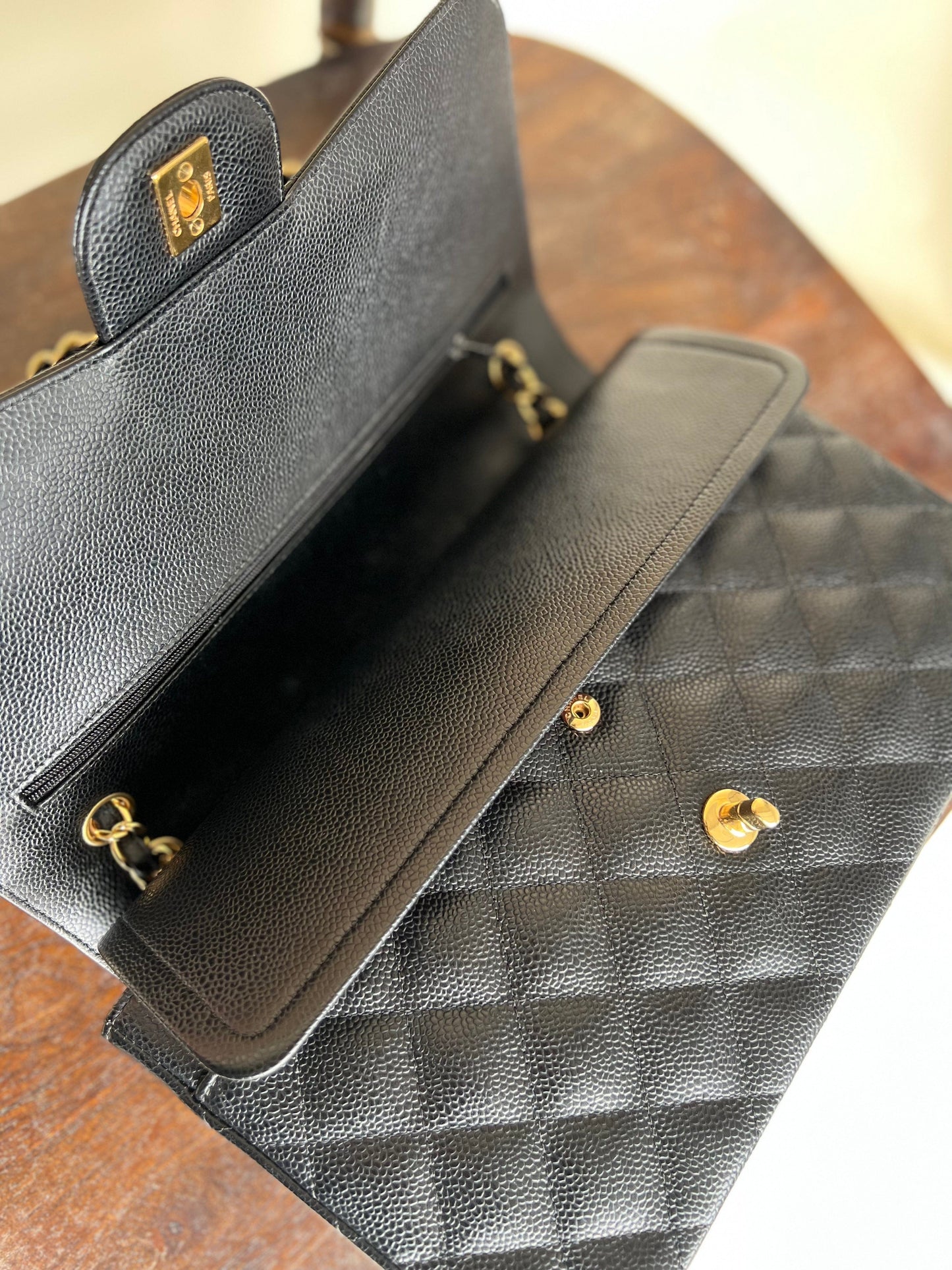 Black Caviar Quilted Jumbo Classic Flap Gold Hardware