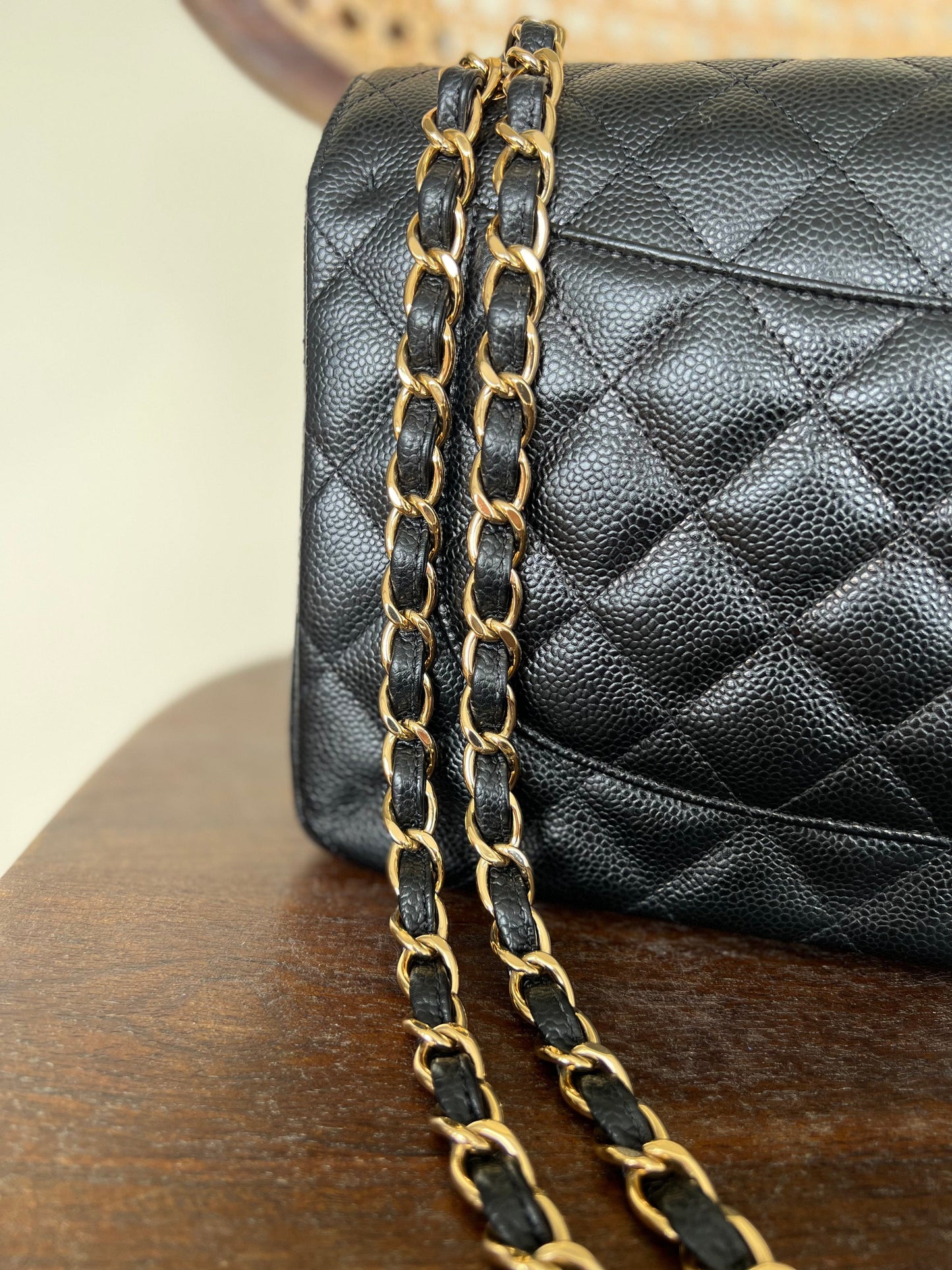 Black Caviar Quilted Jumbo Classic Flap Gold Hardware
