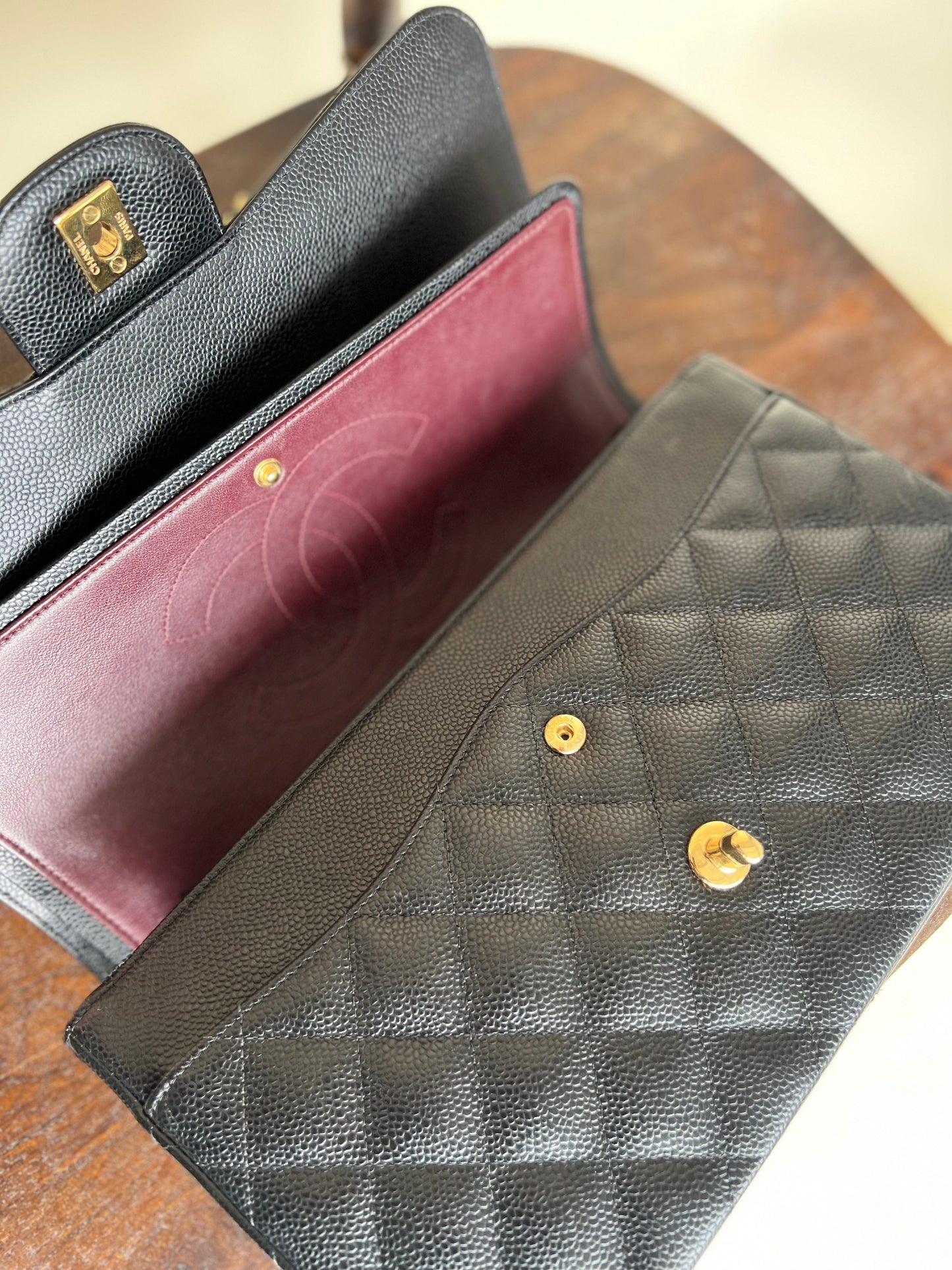 Black Caviar Quilted Jumbo Classic Flap Gold Hardware