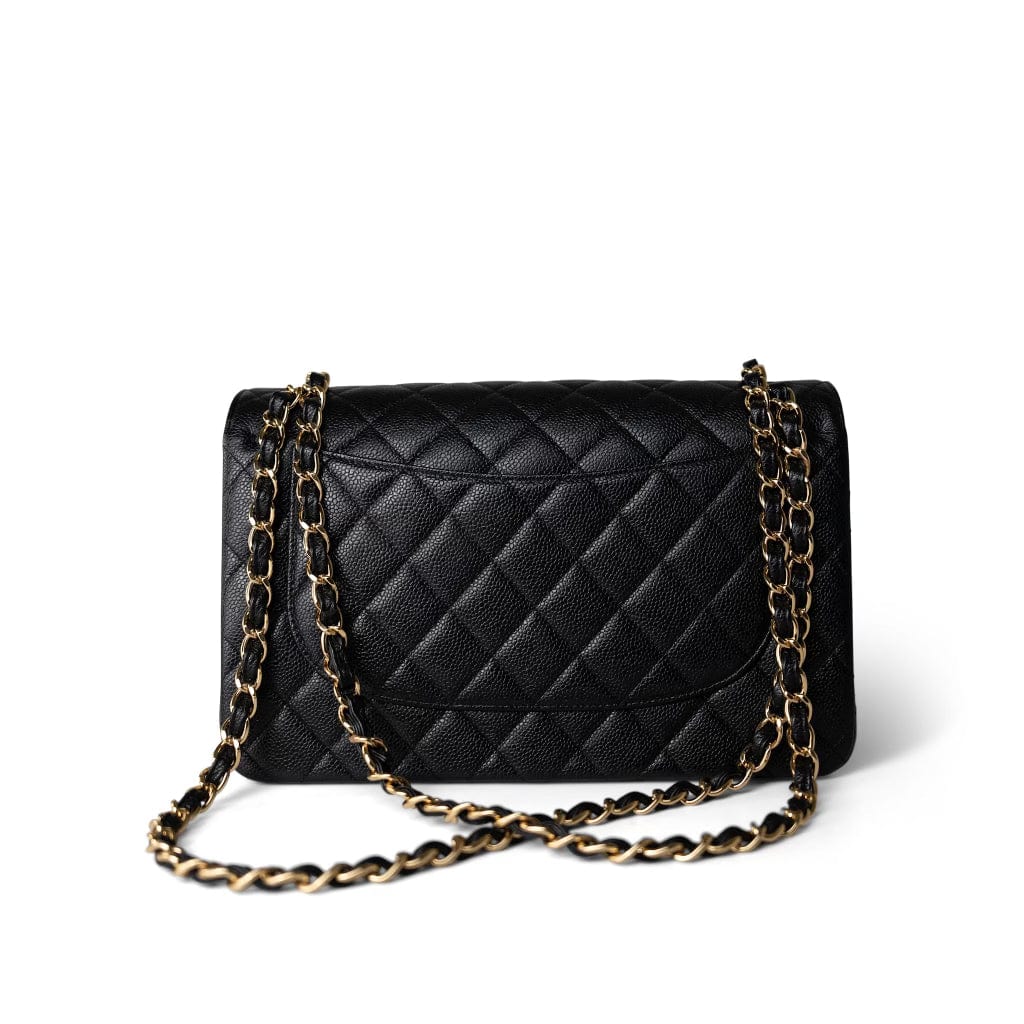 Black Caviar Quilted Jumbo Classic Flap Gold Hardware