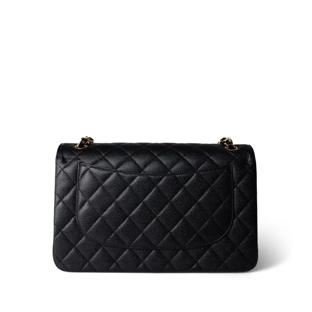 Black Caviar Quilted Jumbo Classic Flap Gold Hardware