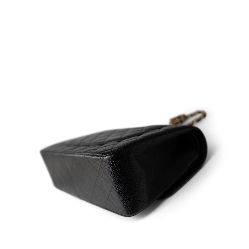 Black Caviar Quilted Jumbo Classic Flap Gold Hardware