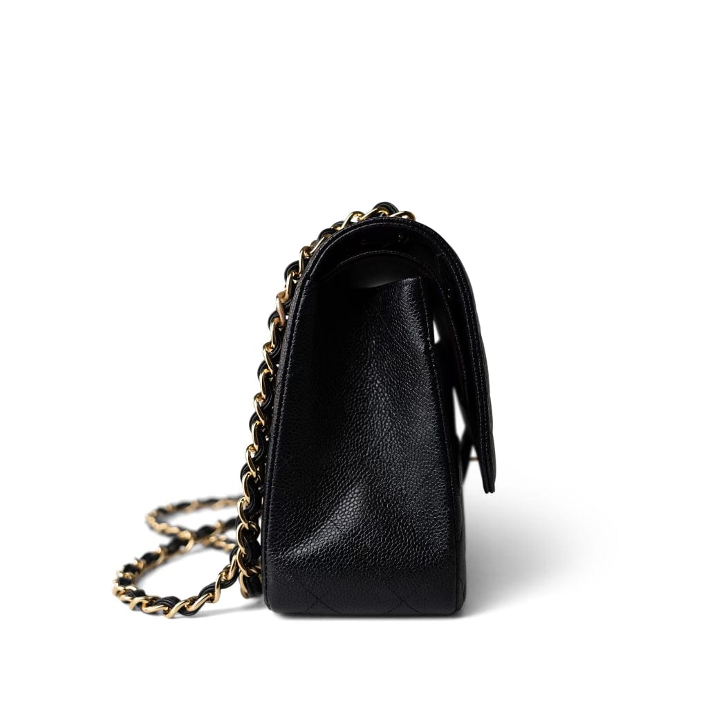 Black Caviar Quilted Jumbo Classic Flap Gold Hardware
