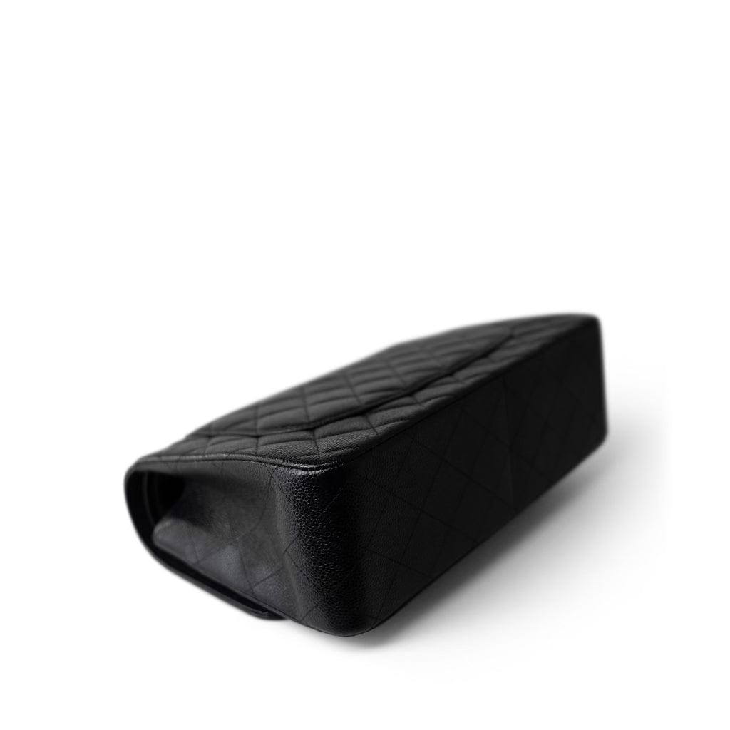 Black Caviar Quilted Jumbo Classic Flap Gold Hardware