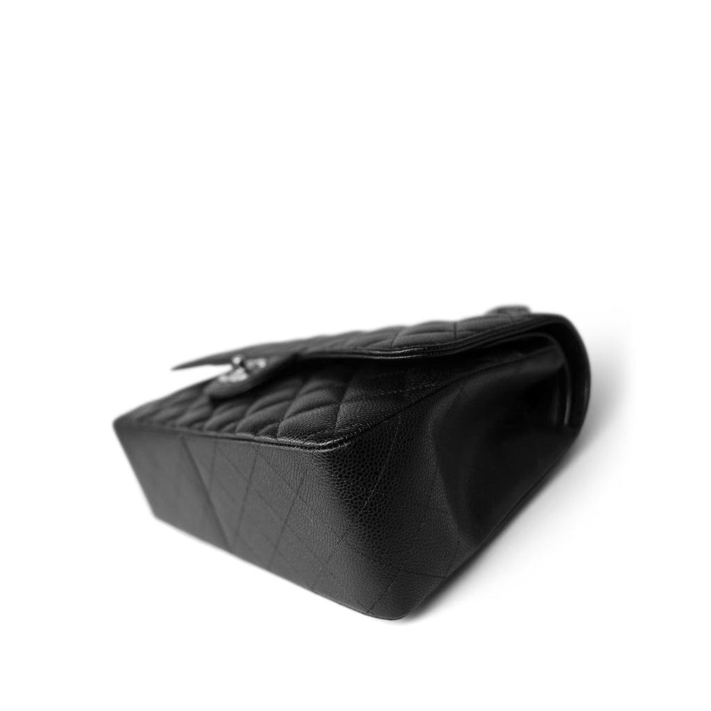 Black Caviar Quilted Jumbo Classic Flap Silver Hardware
