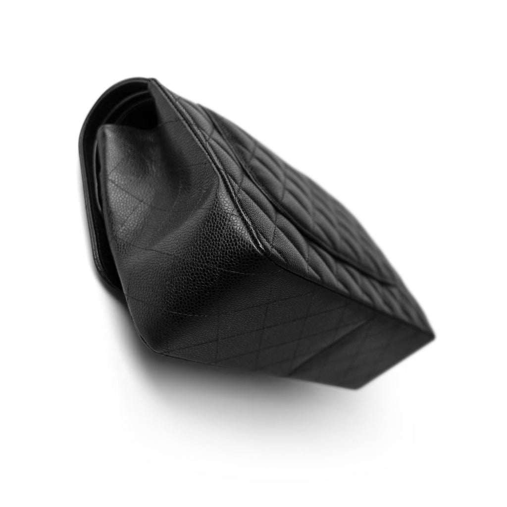 Black Caviar Quilted Jumbo Classic Flap Silver Hardware