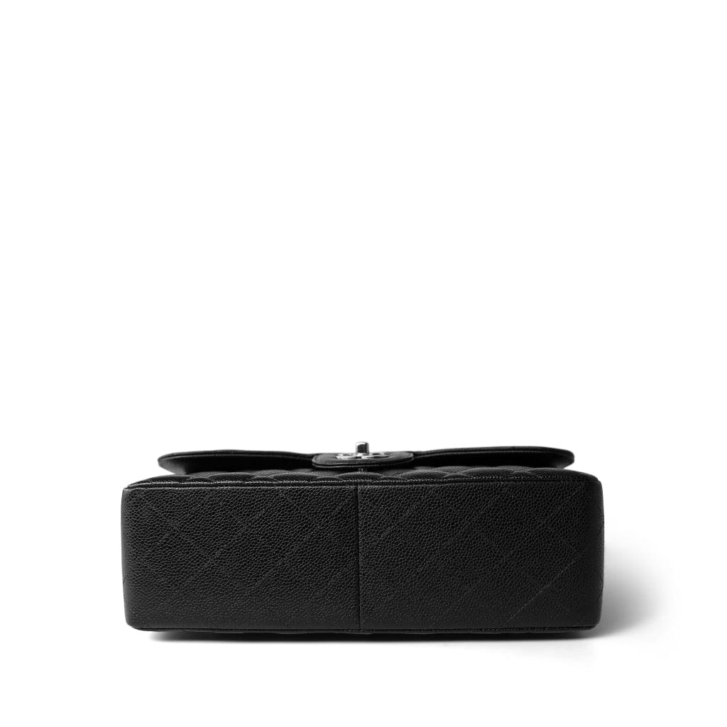 Black Caviar Quilted Jumbo Classic Flap Silver Hardware