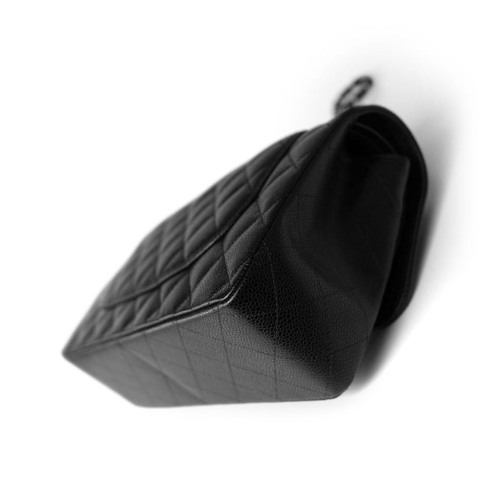 Black Caviar Quilted Jumbo Classic Flap Silver Hardware
