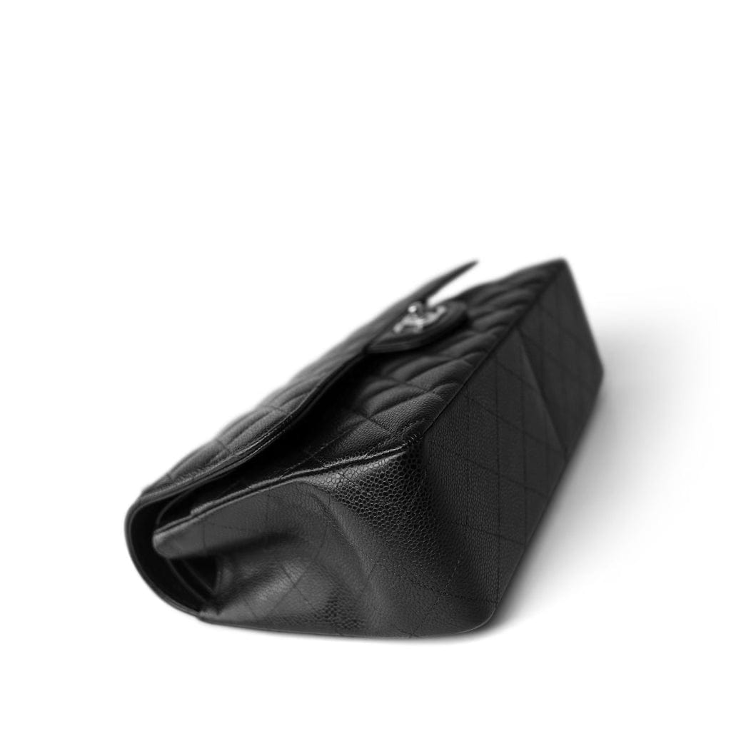 Black Caviar Quilted Jumbo Classic Flap Silver Hardware