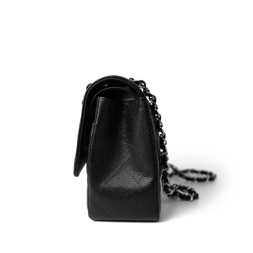 Black Caviar Quilted Jumbo Classic Flap Silver Hardware