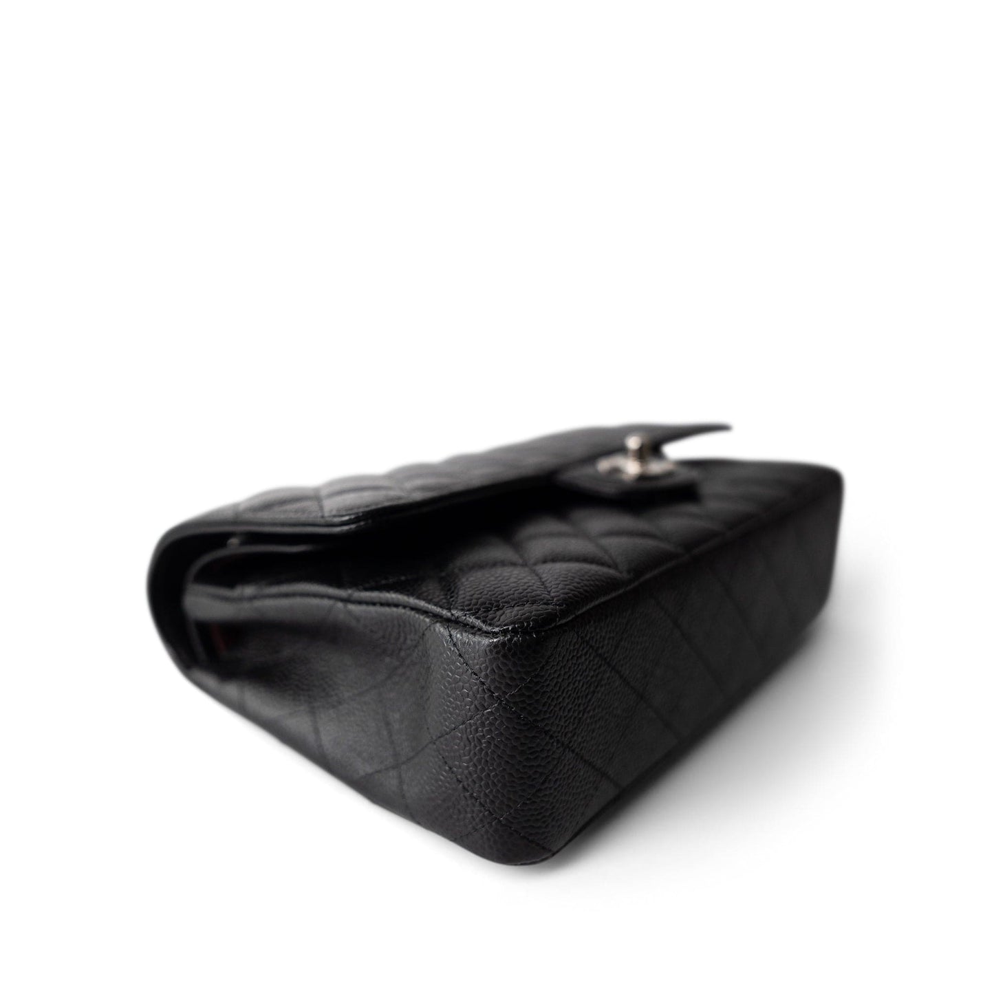 Black Caviar Quilted Medium Classic Flap Silver Hardware