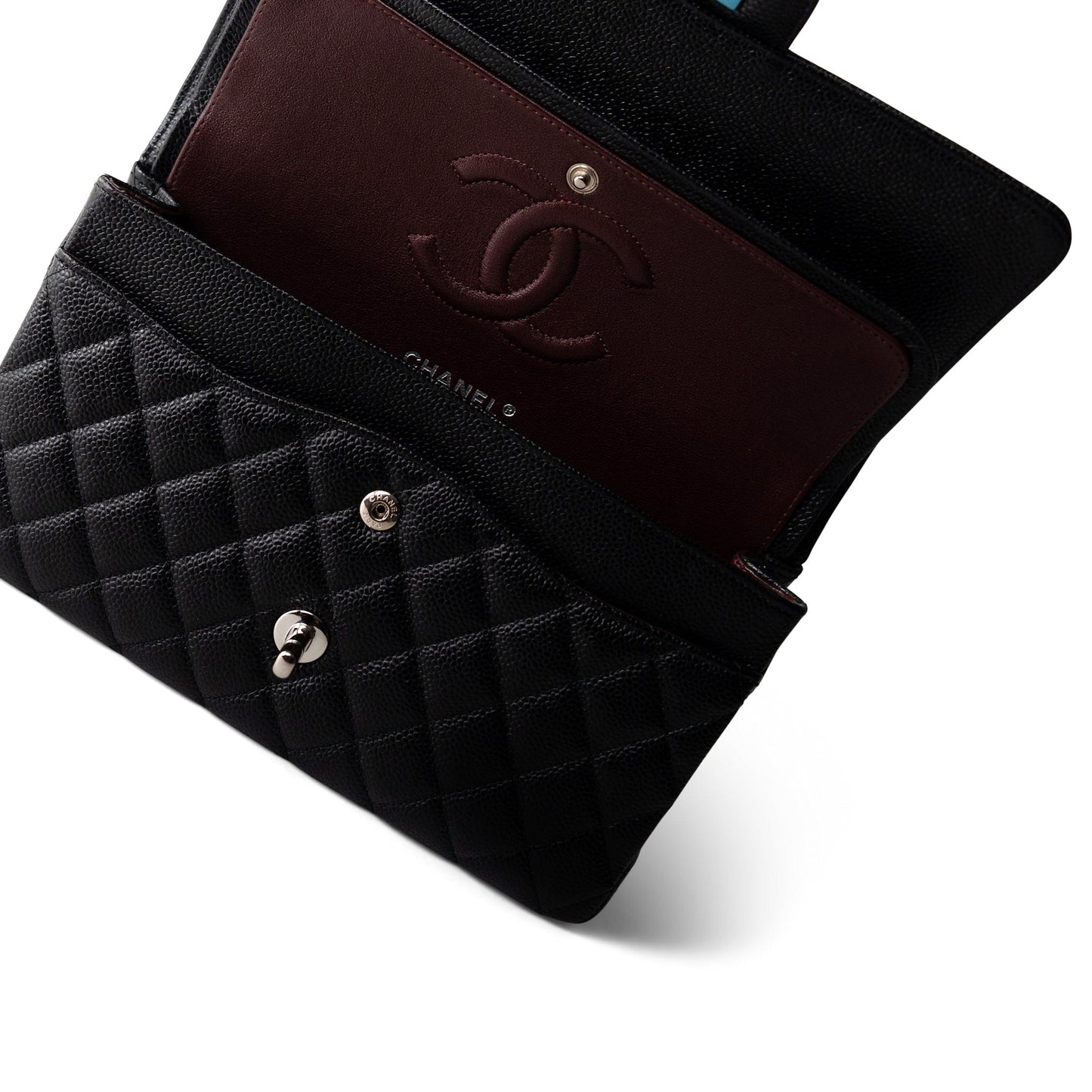 Black Caviar Quilted Medium Classic Flap Silver Hardware