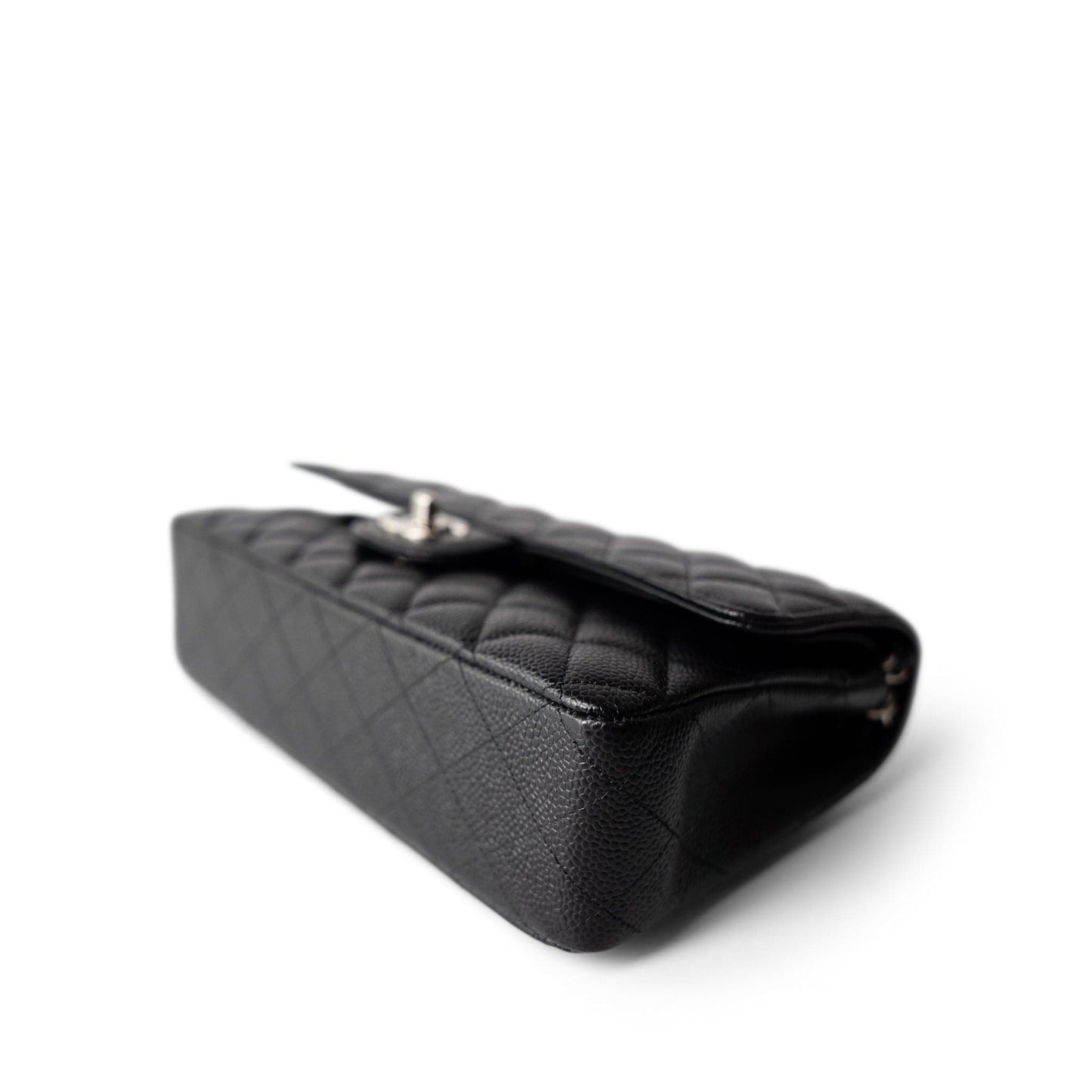 Black Caviar Quilted Medium Classic Flap Silver Hardware