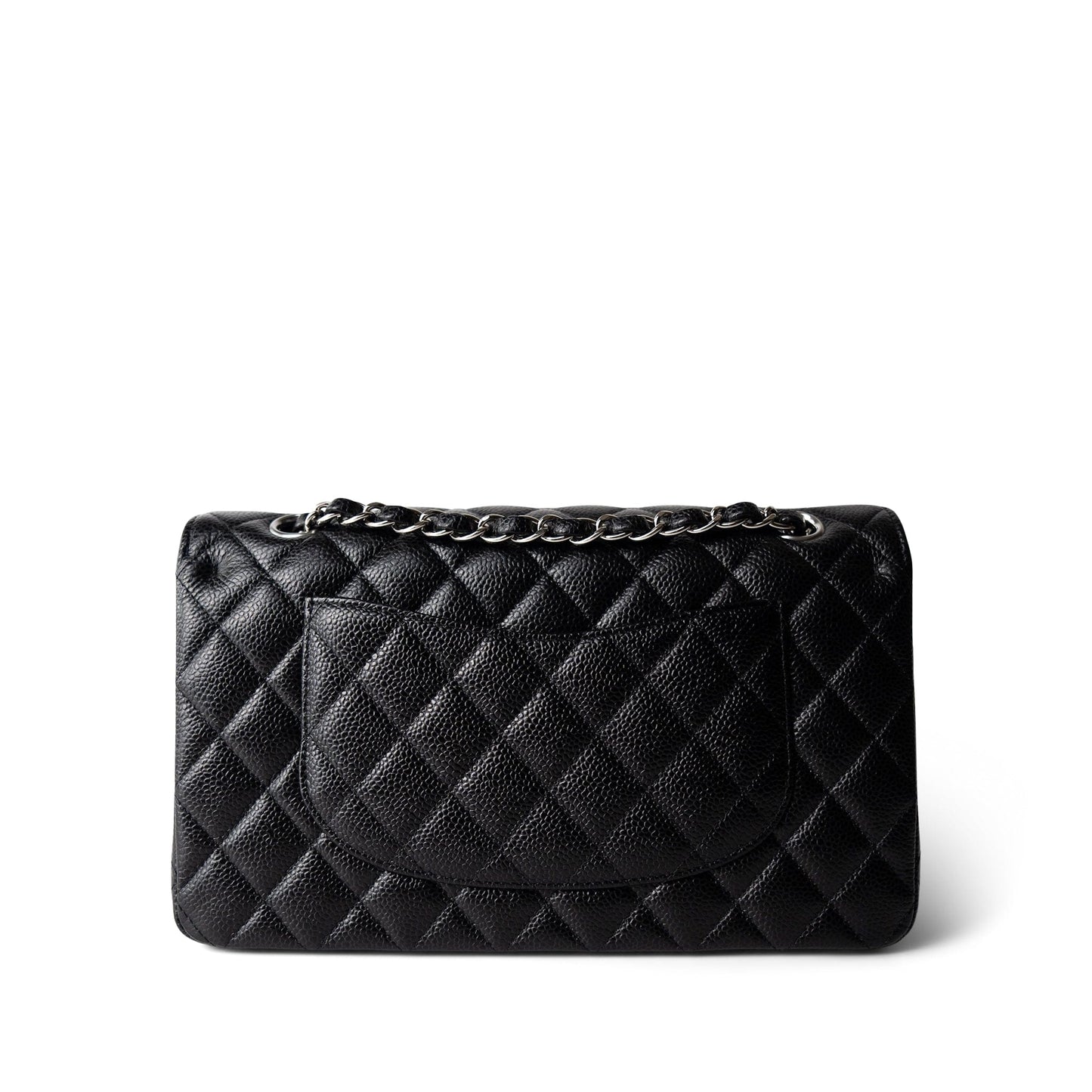 Black Caviar Quilted Medium Classic Flap Silver Hardware