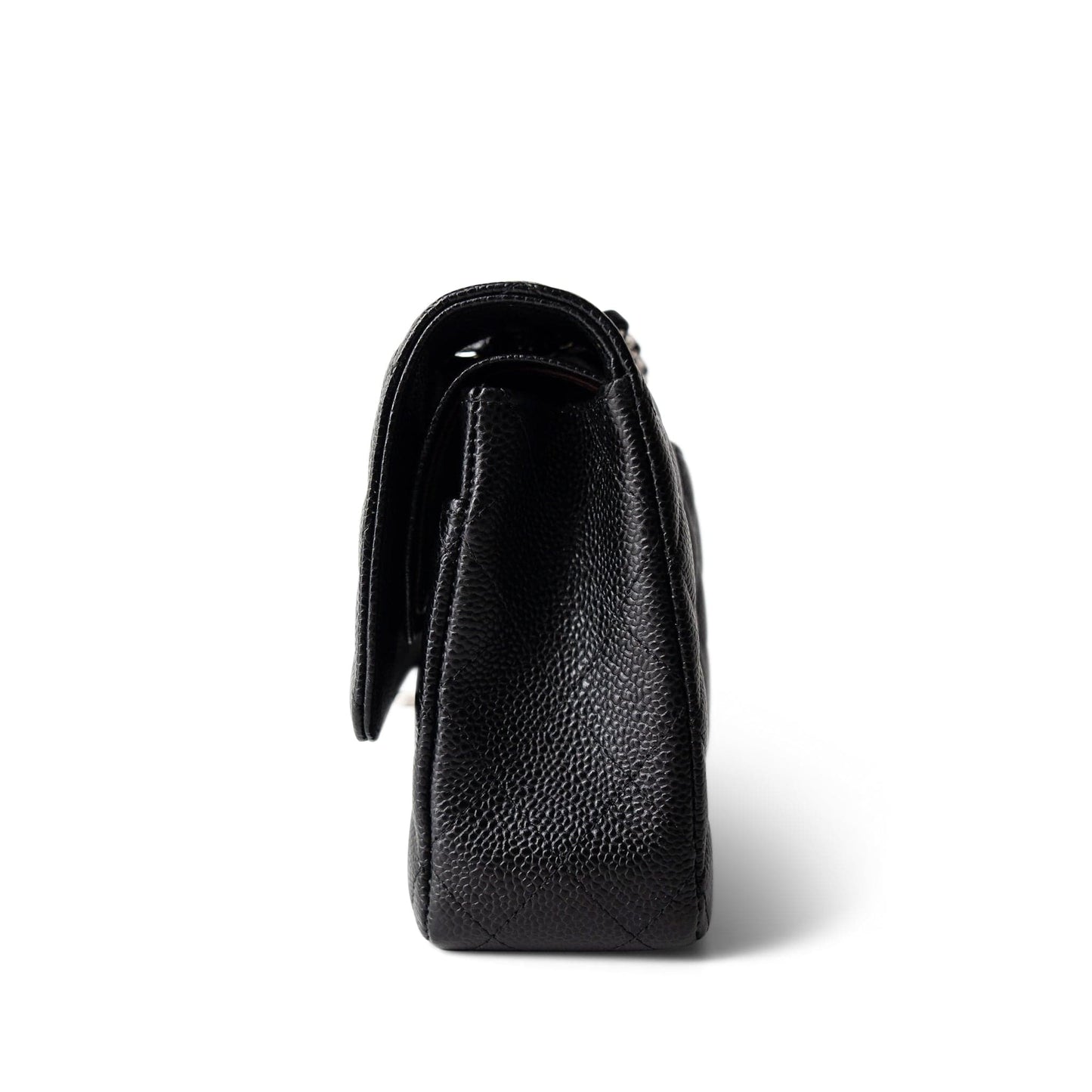 Black Caviar Quilted Medium Classic Flap Silver Hardware