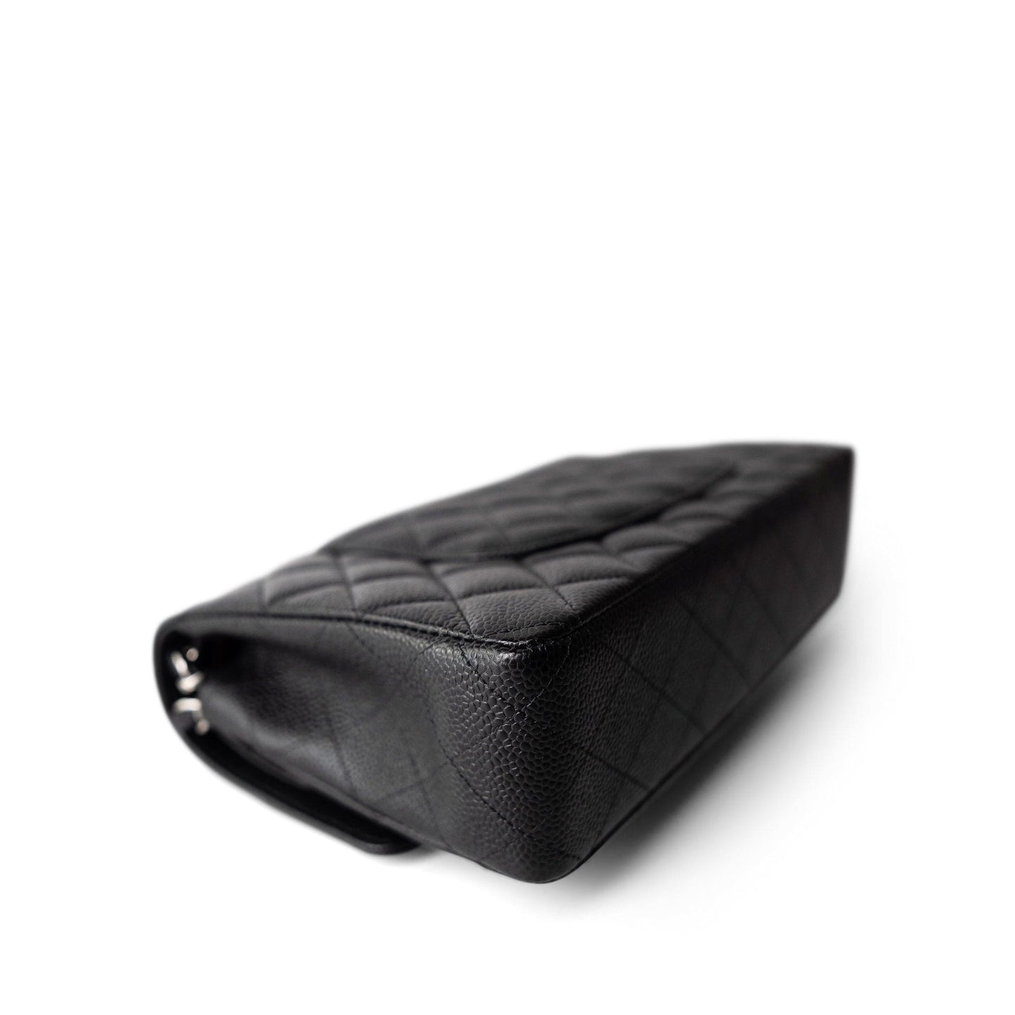 Black Caviar Quilted Medium Classic Flap Silver Hardware