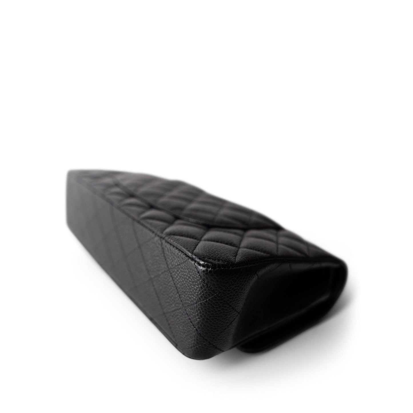 Black Caviar Quilted Medium Classic Flap Silver Hardware