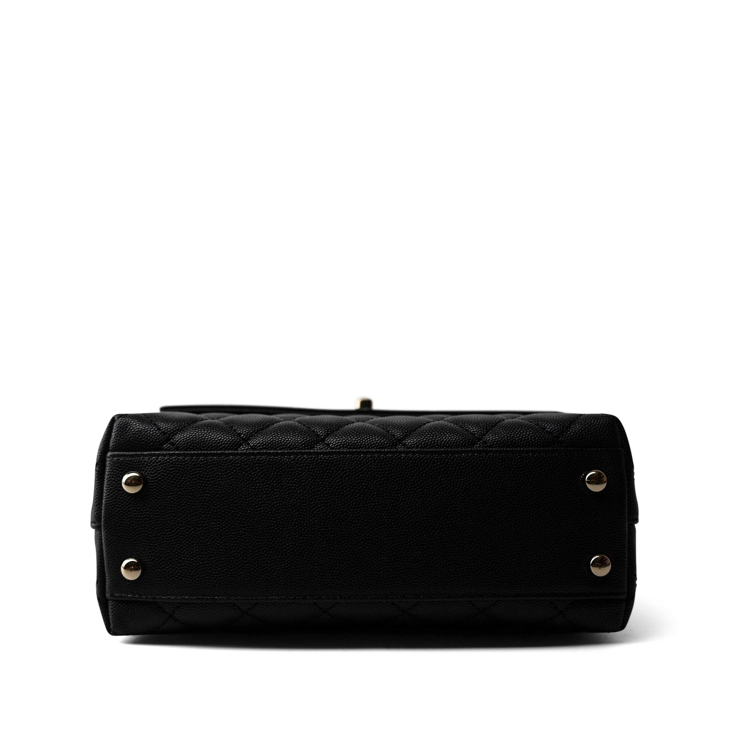 Black Caviar Quilted Mini Coco Handle Light Gold Hardware