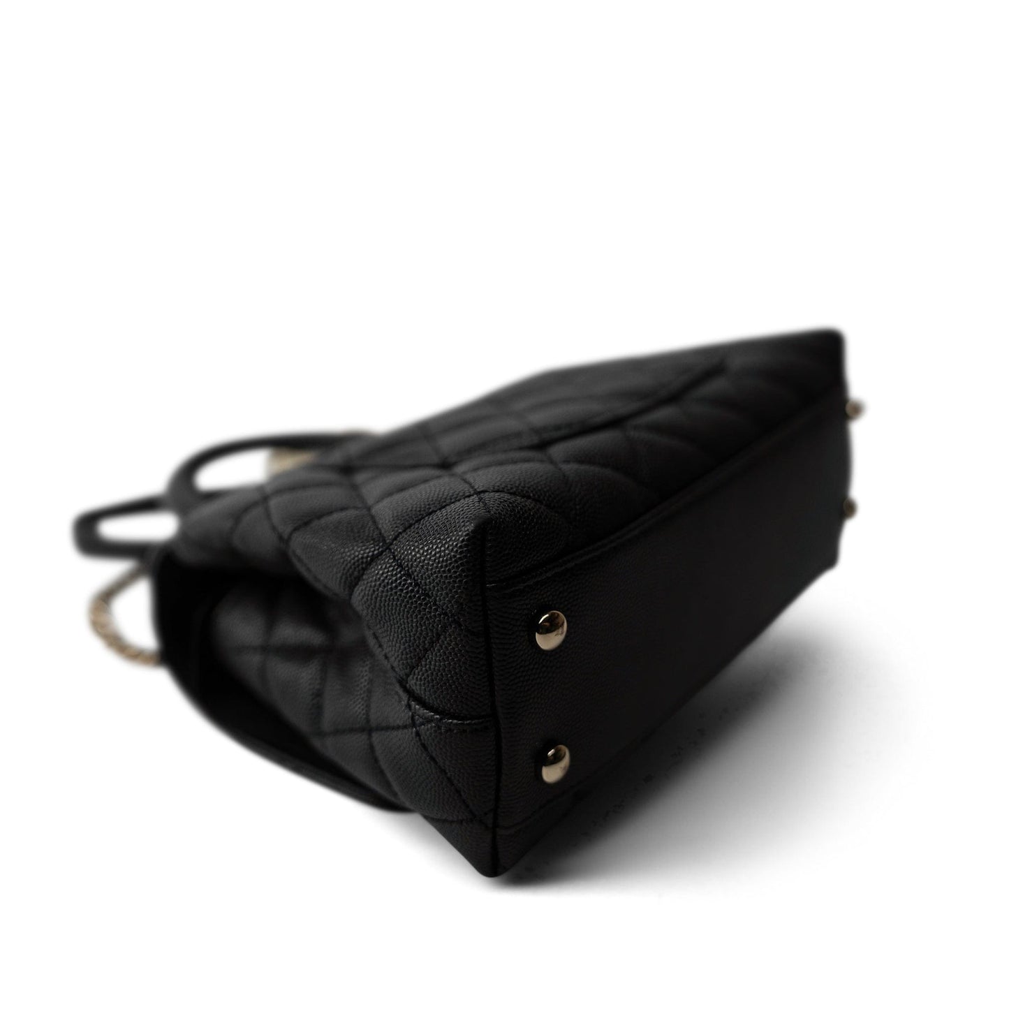 Black Caviar Quilted Mini Coco Handle Light Gold Hardware
