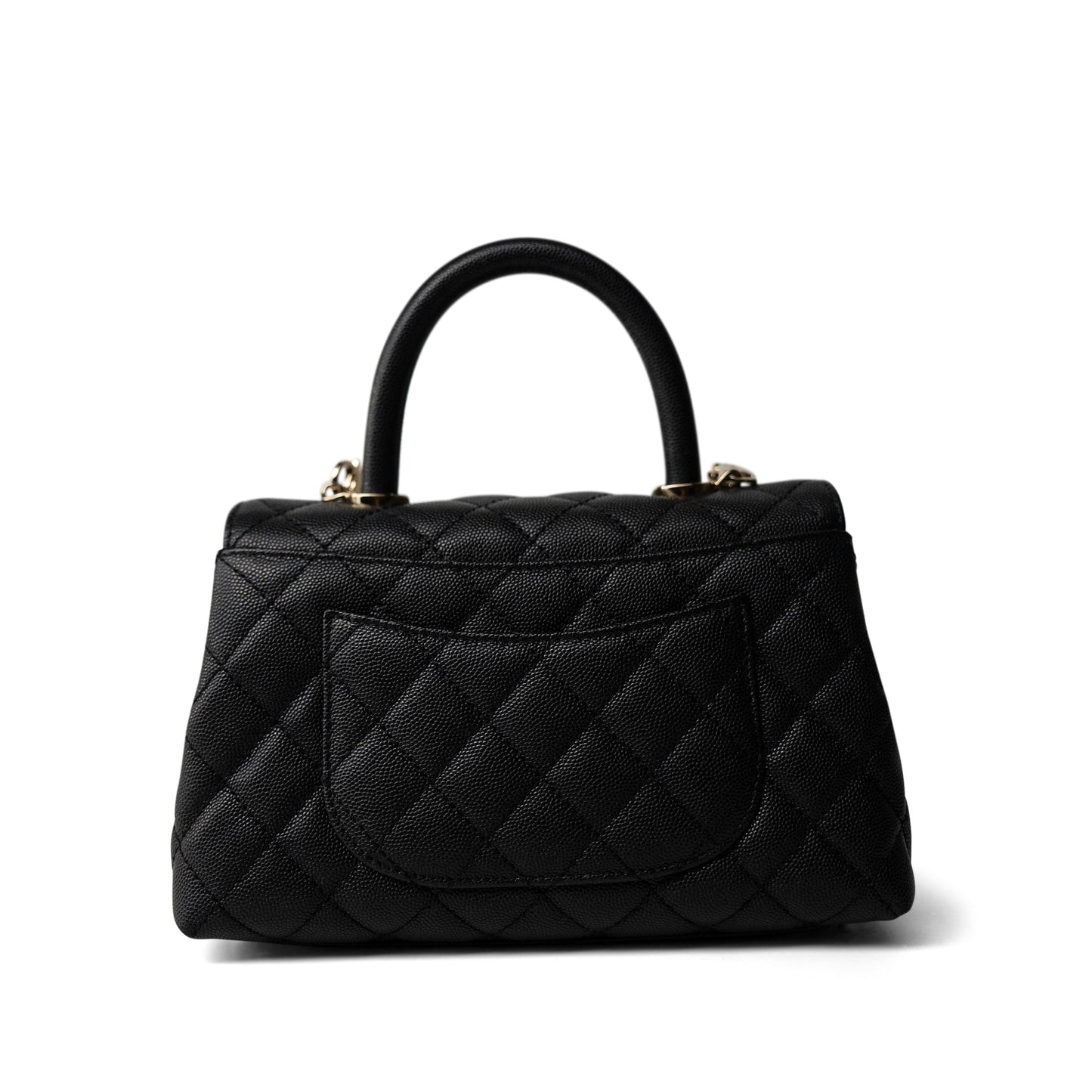 Black Caviar Quilted Mini Coco Handle Light Gold Hardware
