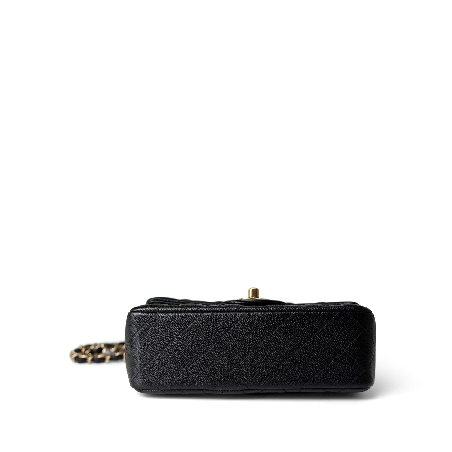 Black Caviar Quilted Mini Rectangular Flap Gold Hardware