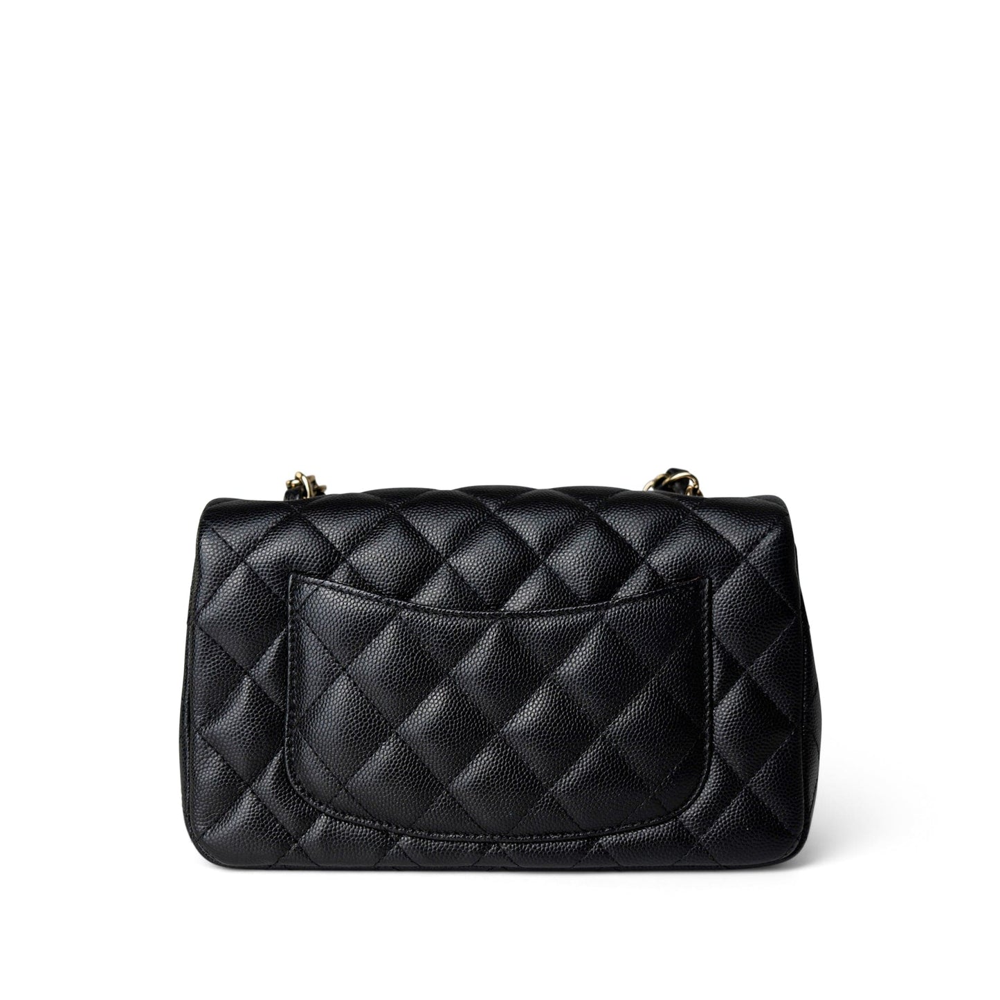 Black Caviar Quilted Mini Rectangular Flap Gold Hardware