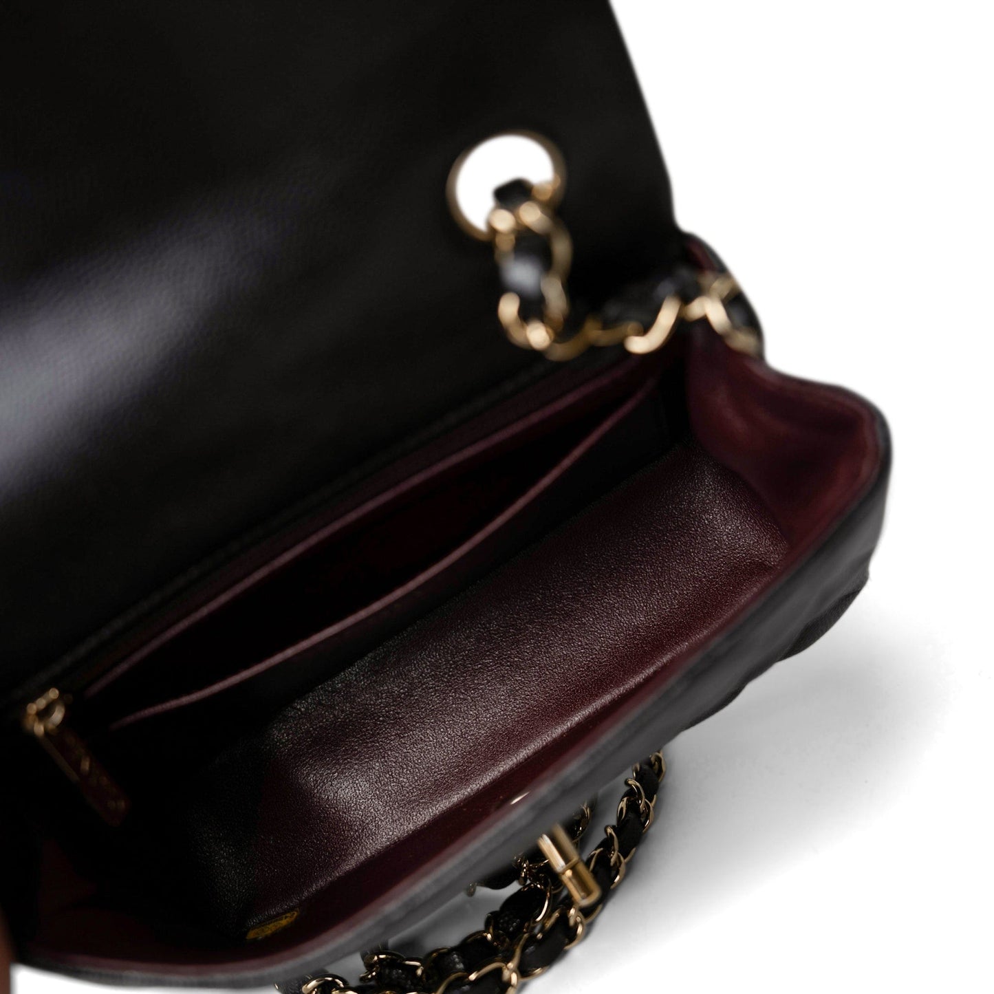 Black Caviar Quilted Mini Rectangular Flap Gold Hardware